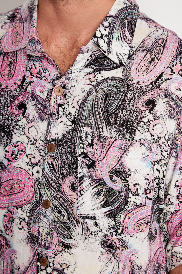 Guayabera Bunche Print Paisley Morado