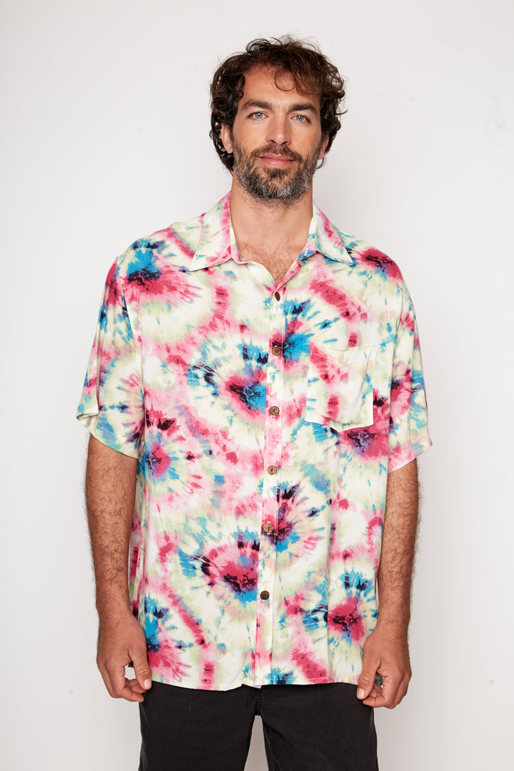 Guayabera Bunche Tie Dye Fucsia