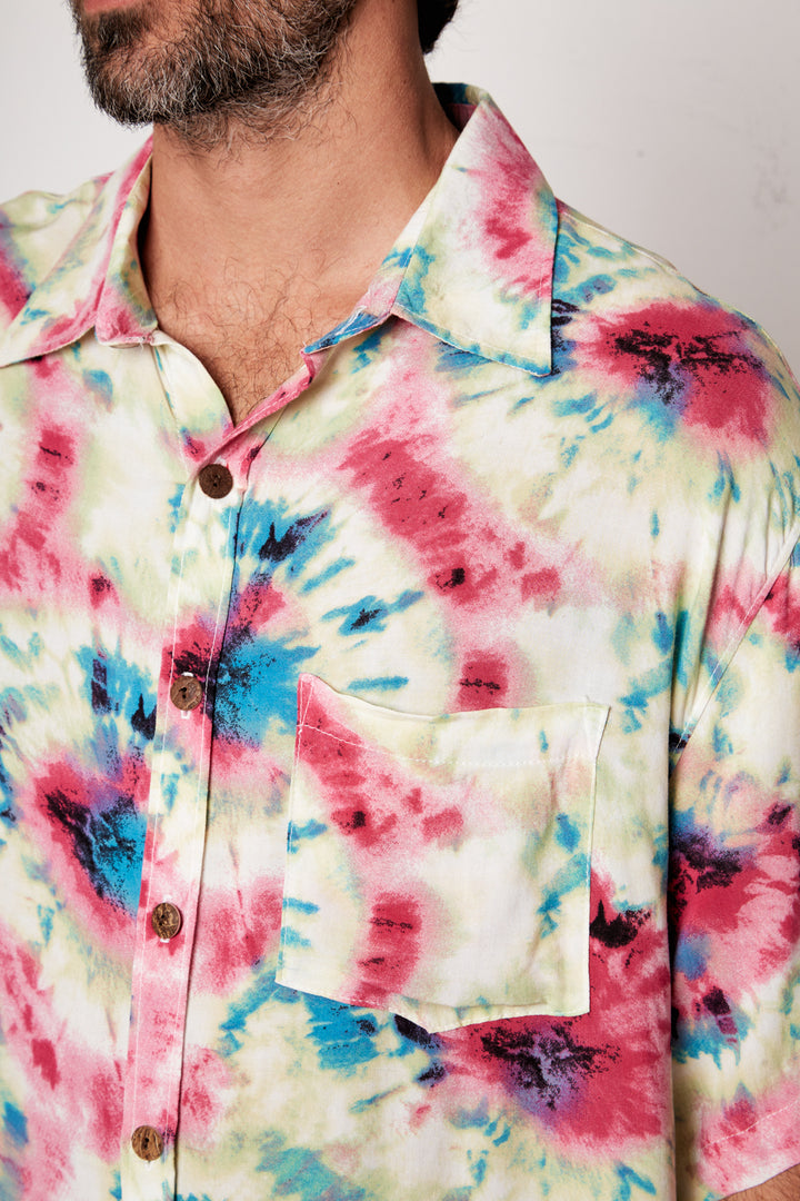 Guayabera Bunche Tie Dye Fucsia
