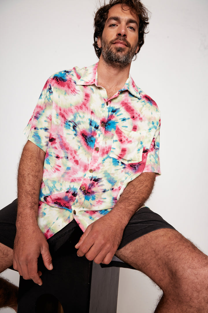 Guayabera Bunche Tie Dye Fucsia