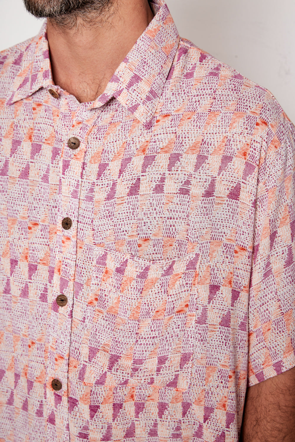 Guayabera Bunche Geométrico Rosado