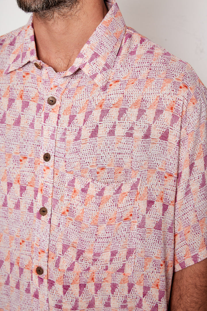 Guayabera Bunche Geométrico Rosado