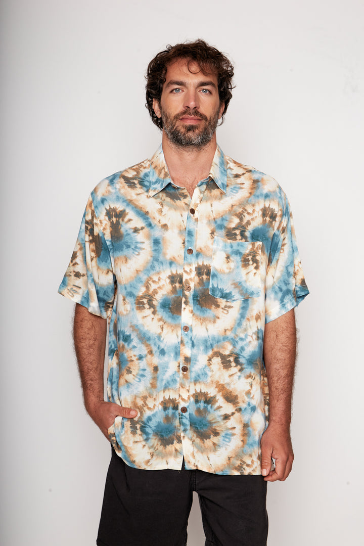 Guayabera Bunche Tie Dye Azul