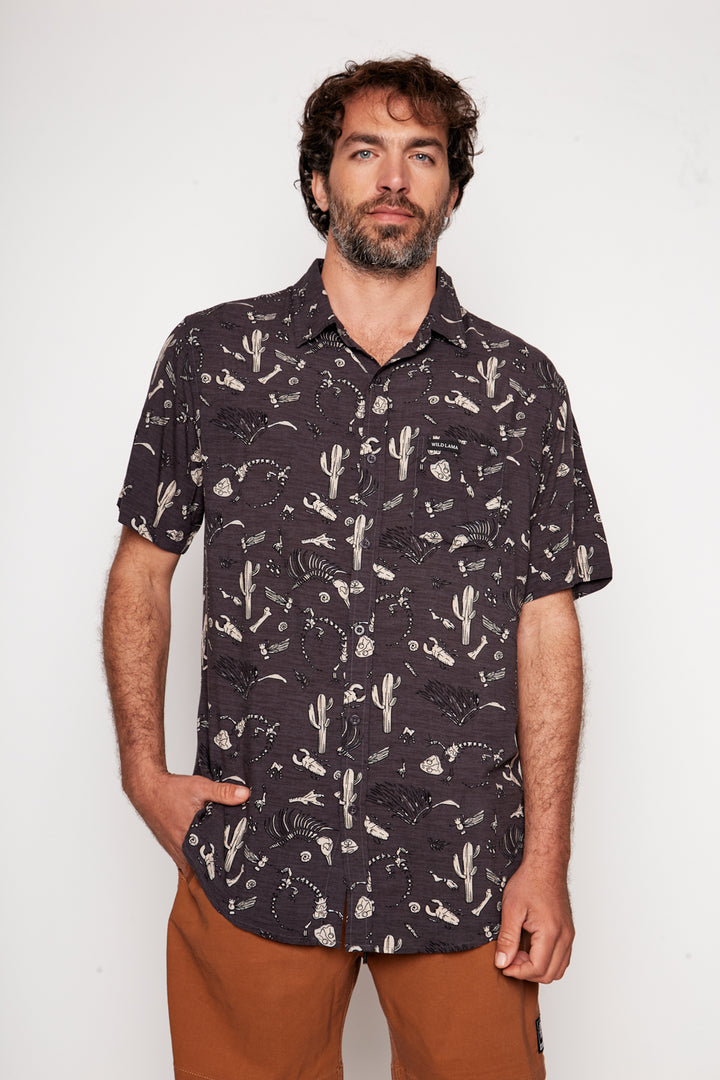 Guayabera Mero Viscosa Grafito Hombre
