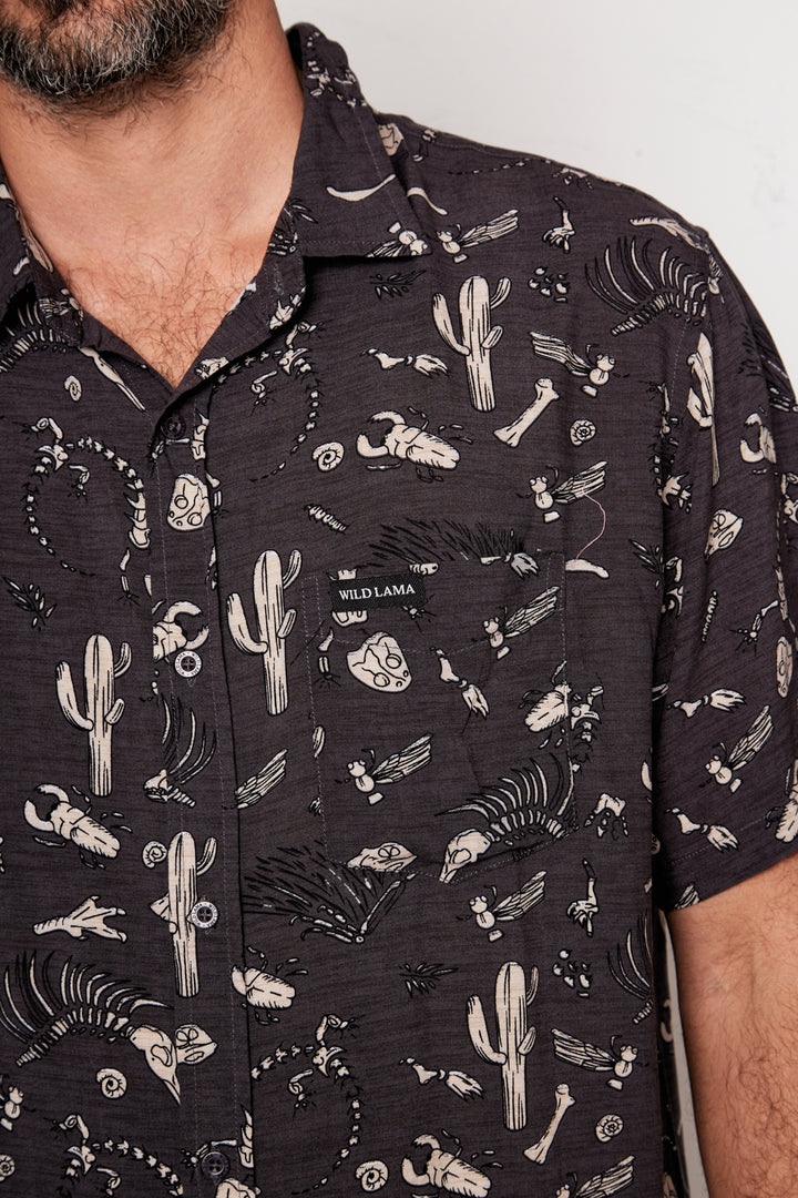Guayabera Mero Viscosa Grafito Hombre