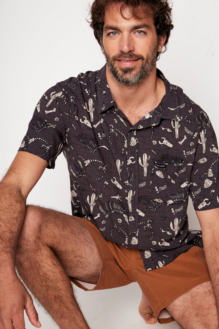 Guayabera Mero Viscosa Grafito Hombre