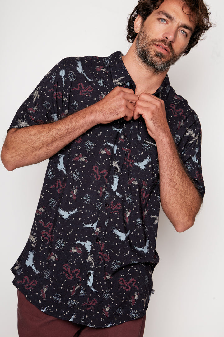 Guayabera Mero Viscosa Negro Hombre