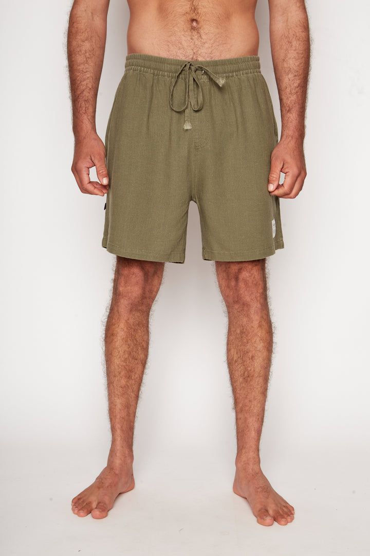 Short Dumay Con Lino Verde Hombre