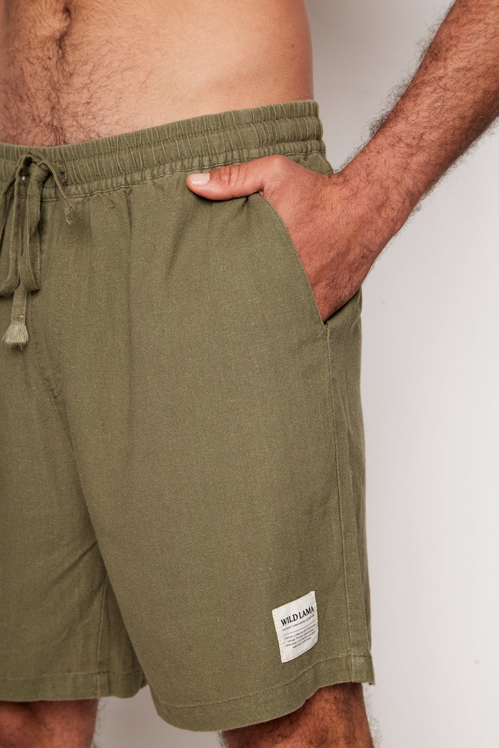 Short Dumay Con Lino Verde Hombre