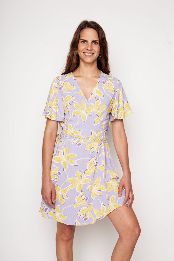Vestido Sade Floreado Lila Amarillo Mujer