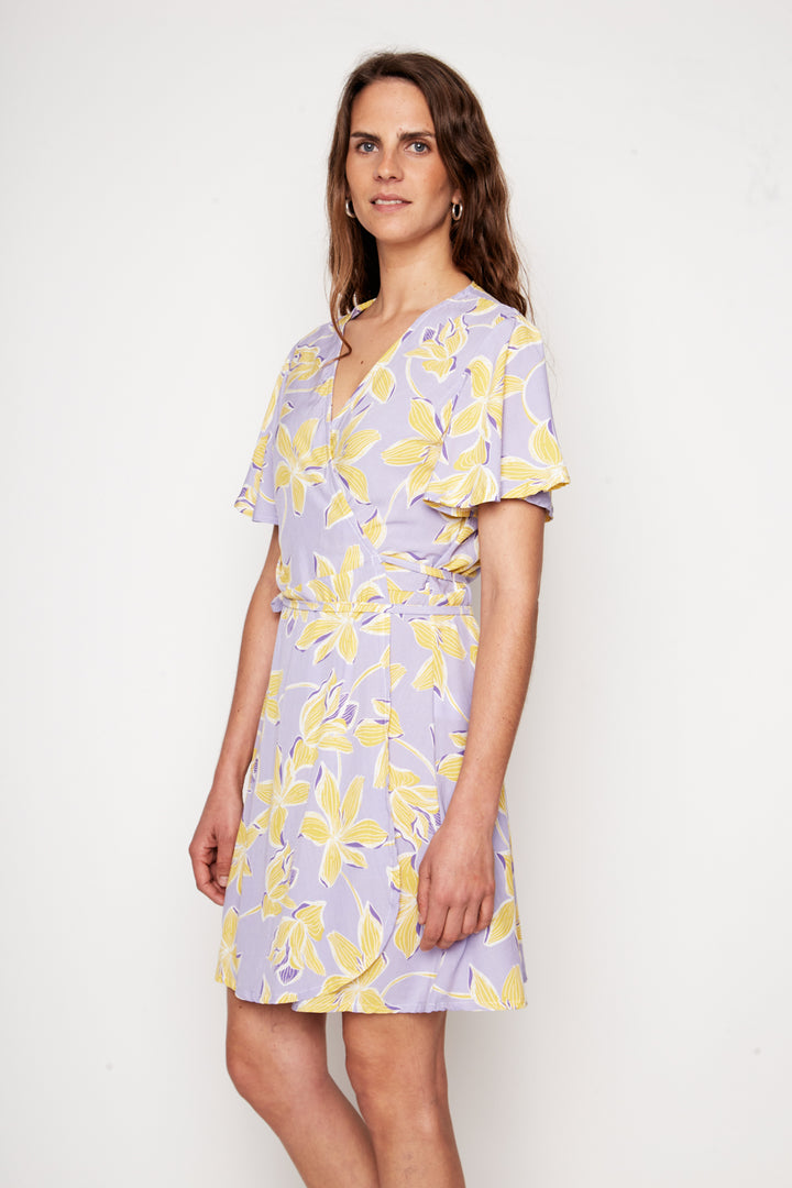 Vestido Sade Floreado Lila Amarillo Mujer