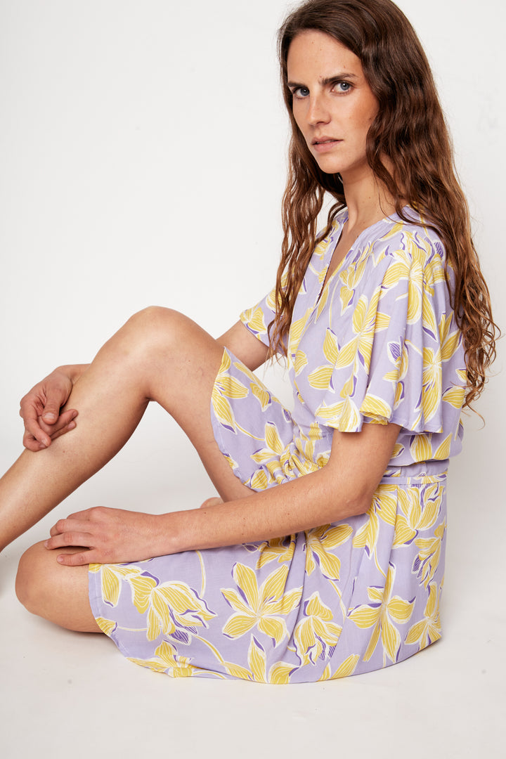 Vestido Sade Floreado Lila Amarillo Mujer
