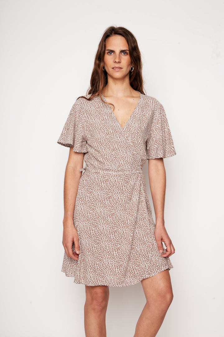 Vestido Sade Print Leopardo Cafe Mujer