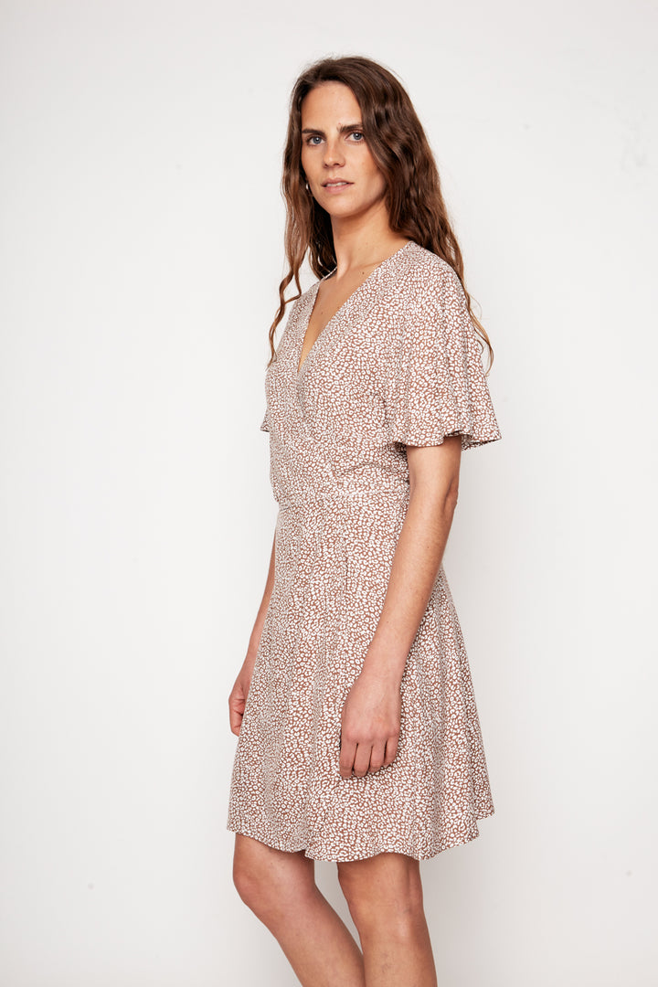Vestido Sade Print Leopardo Cafe Mujer