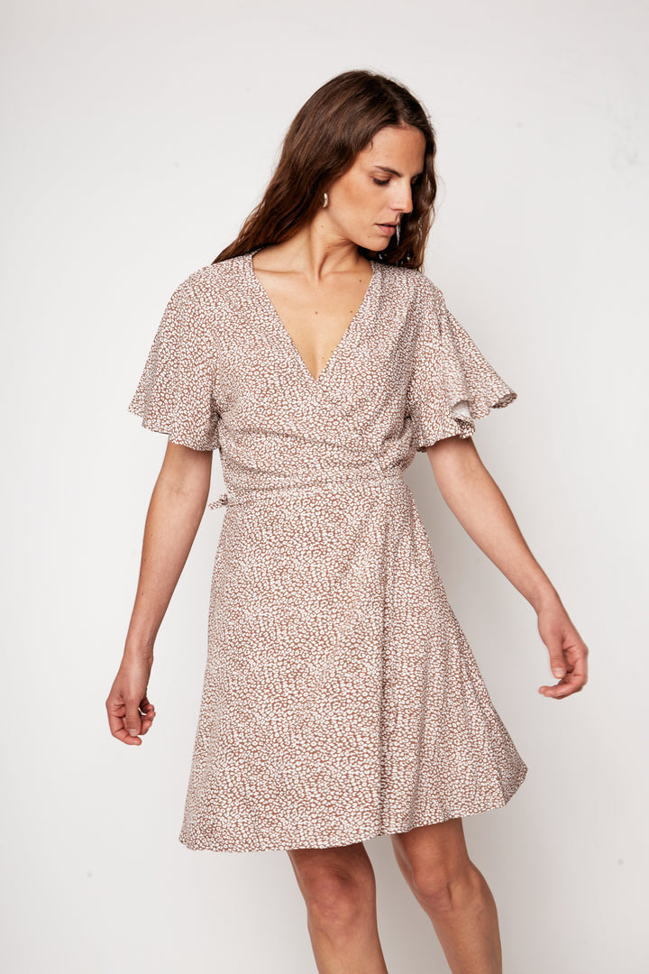 Vestido Sade Print Leopardo Cafe Mujer