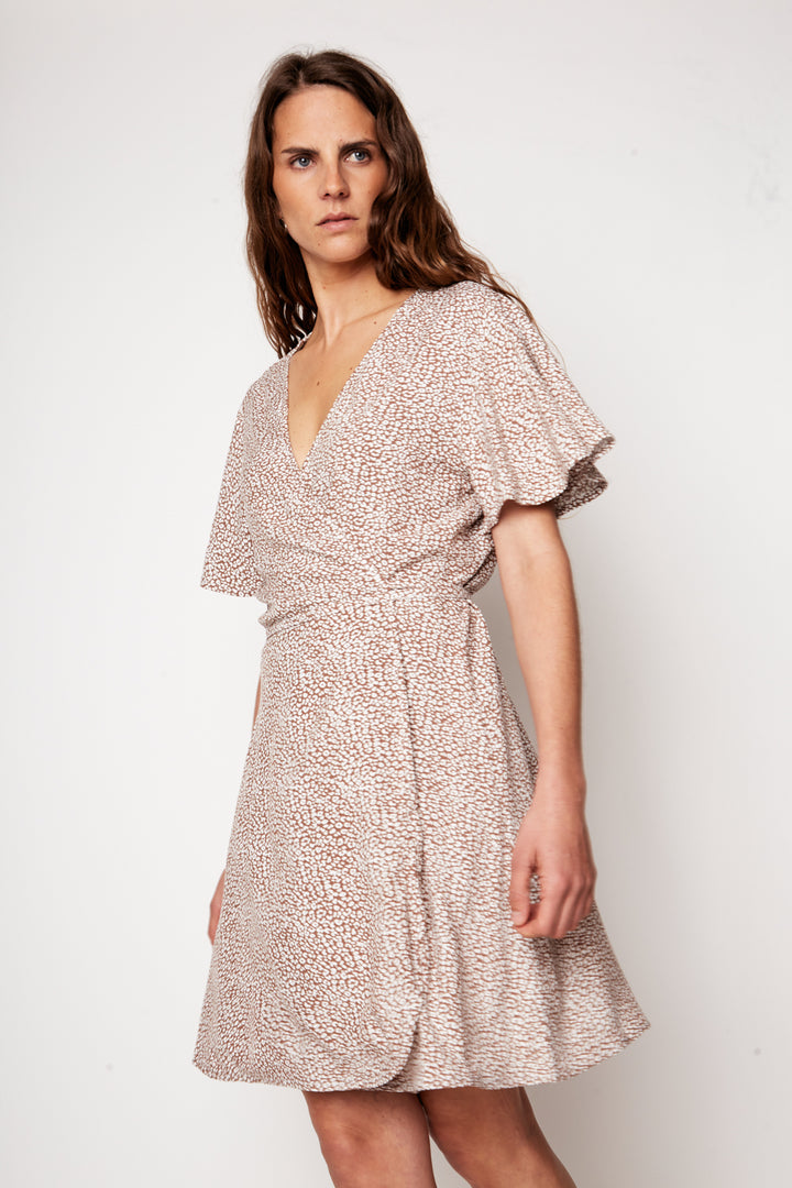 Vestido Sade Print Leopardo Cafe Mujer