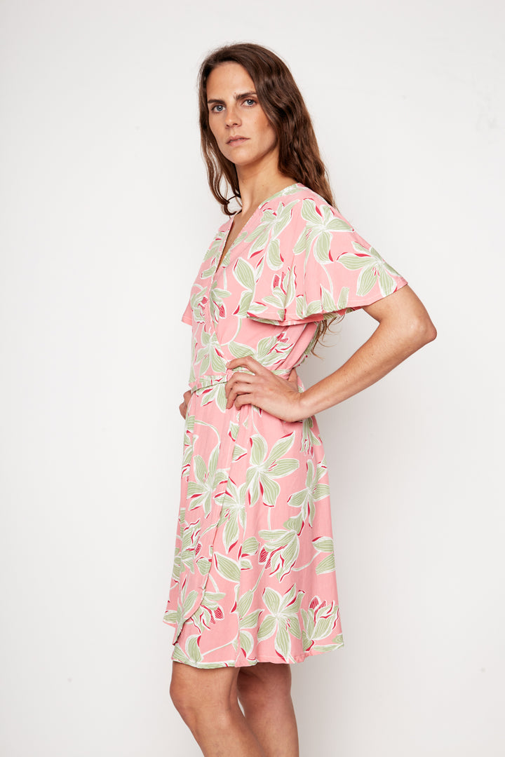 Vestido Sade Floreado Rosado Verde Mujer