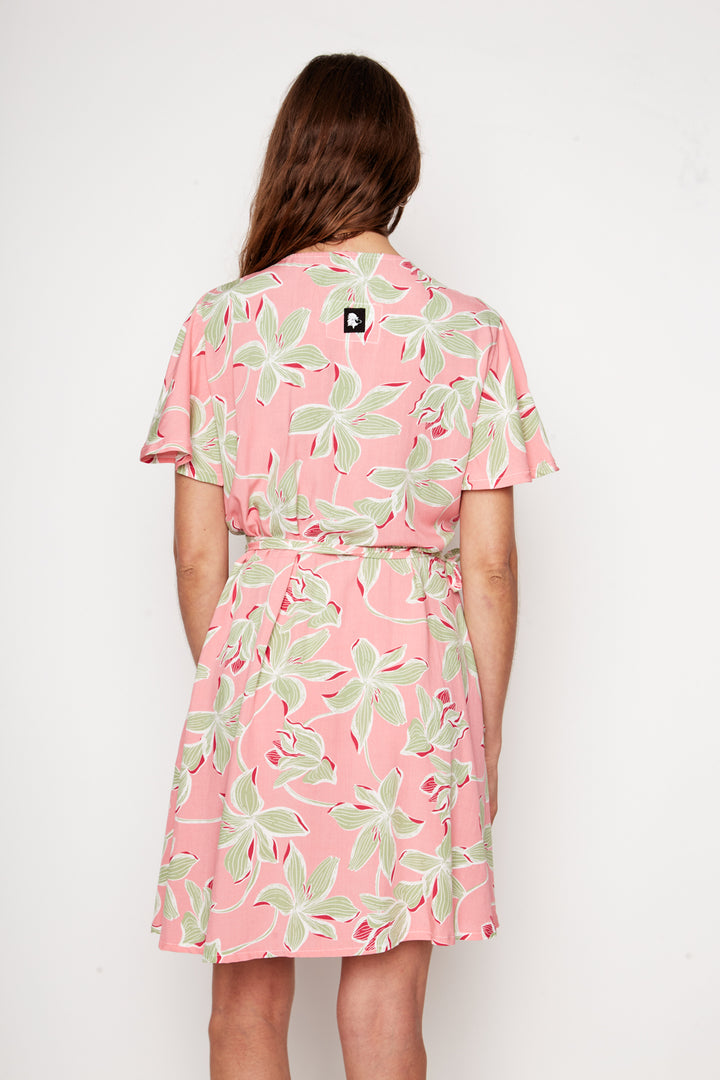 Vestido Sade Floreado Rosado Verde Mujer