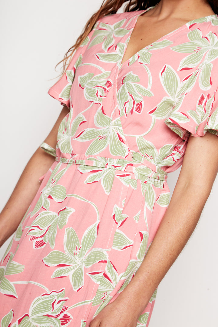 Vestido Sade Floreado Rosado Verde Mujer