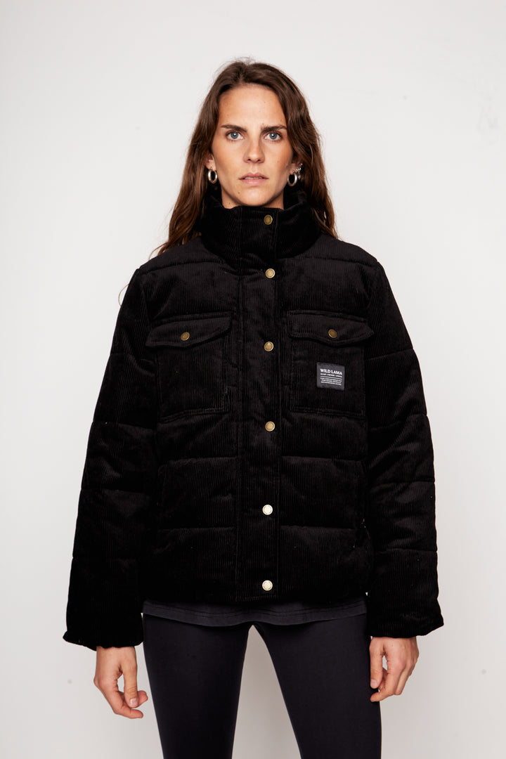 Parka Chic Puffa Orgánica Reciclada Negra Mujer