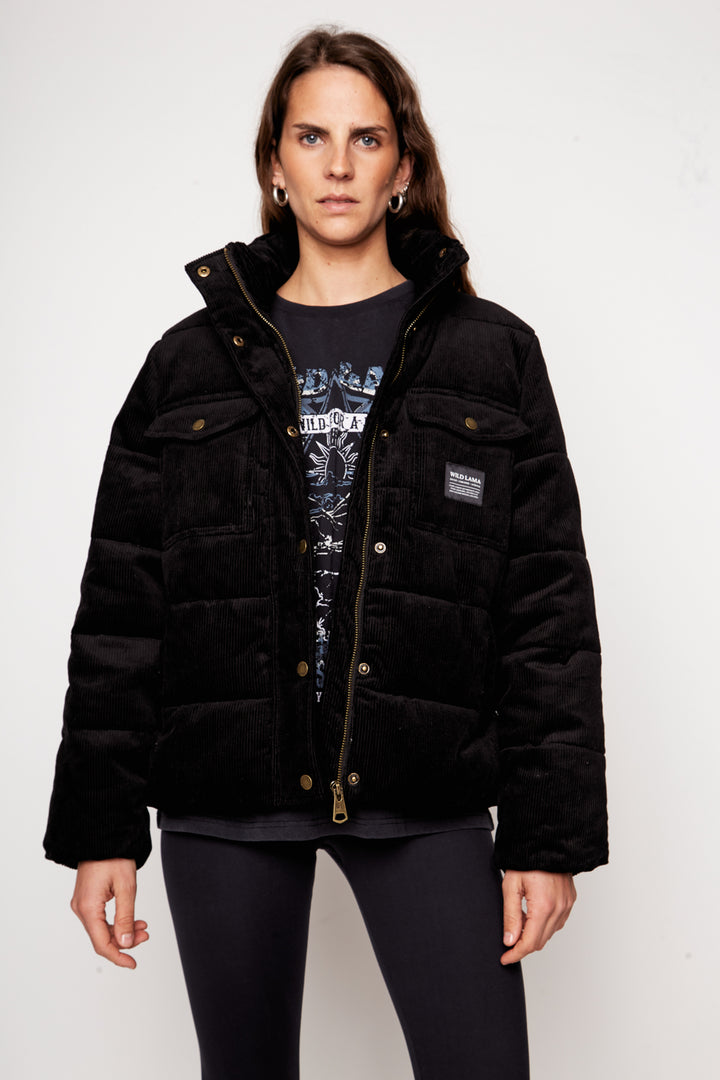 Parka Chic Puffa Orgánica Reciclada Negra Mujer