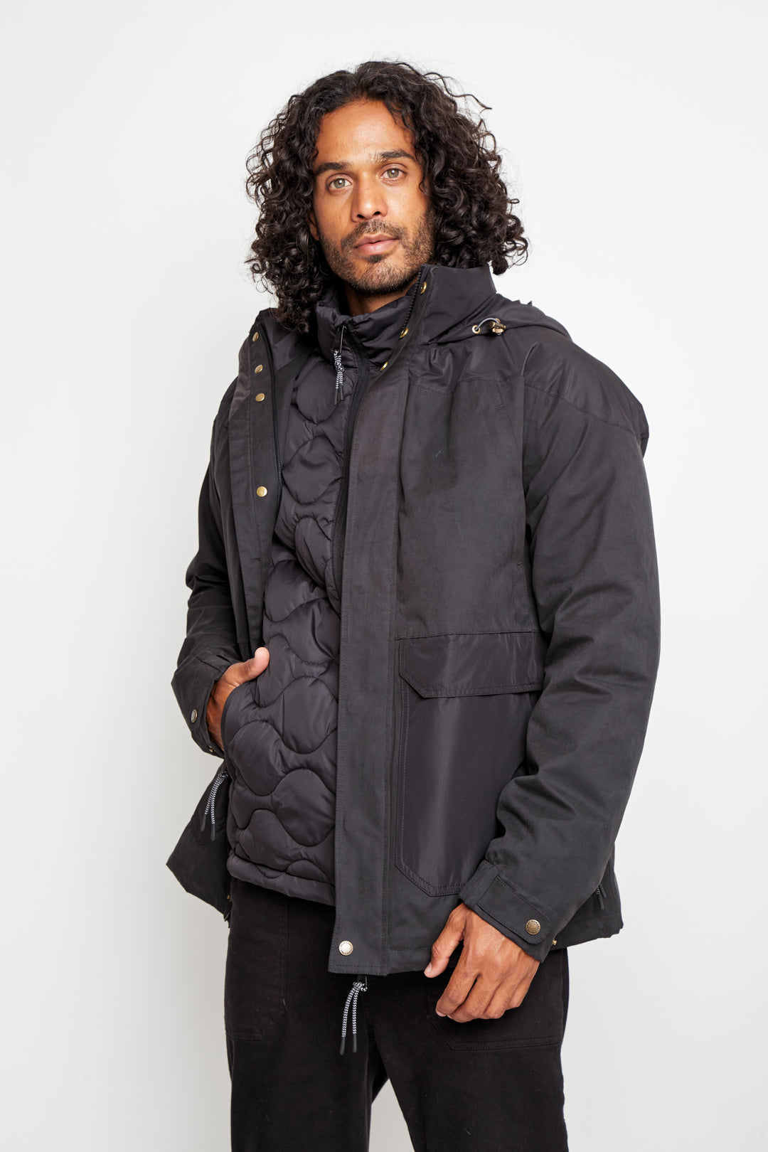 Parka Ruga 3 en 1 Reciclada Negro Hombre