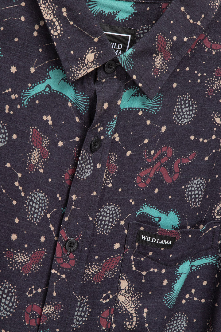 Guayabera Mero Negro Animales Hombre