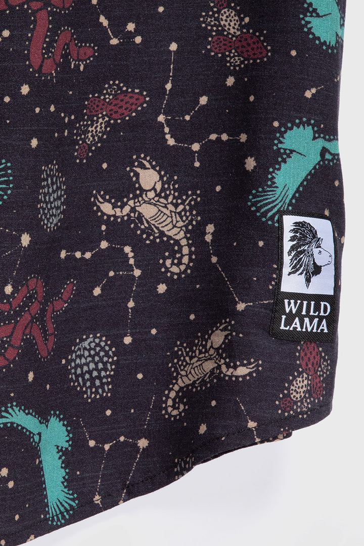 Guayabera Mero Negro Animales Hombre
