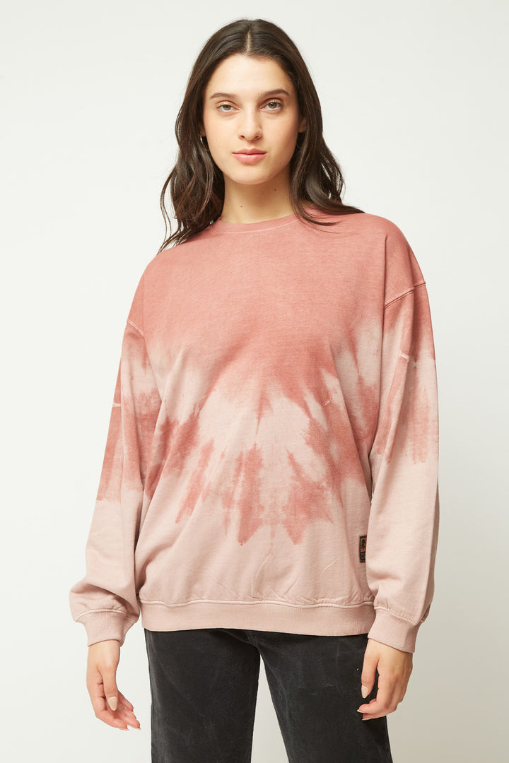 Polerón Crewneck Tie Dye Orgánico Mujer Rosado