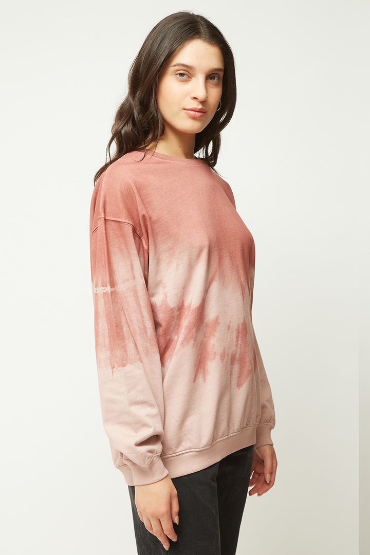 Polerón Crewneck Tie Dye Orgánico Mujer Rosado