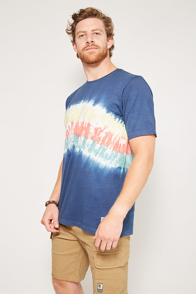 Polera Spray Algodón Orgánico Hombre Azul