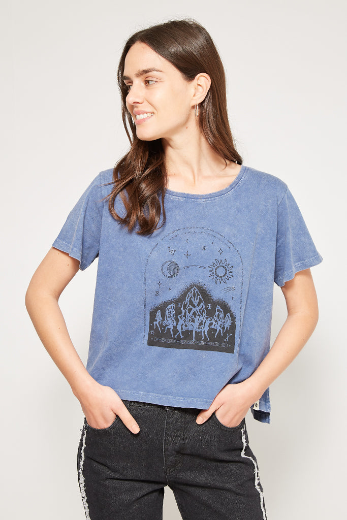 Polera Mistaken Algodón Orgánico Mujer Azul