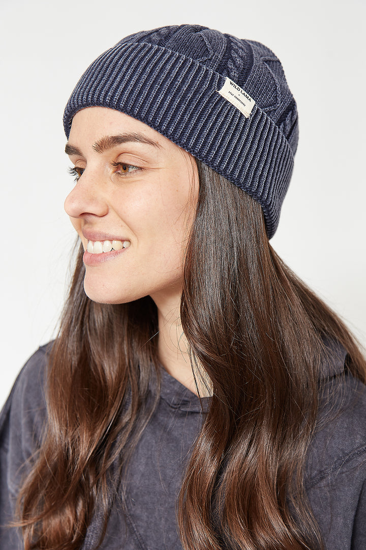 Gorro Acid Wash Algodón Orgánico Fit Corto Azul