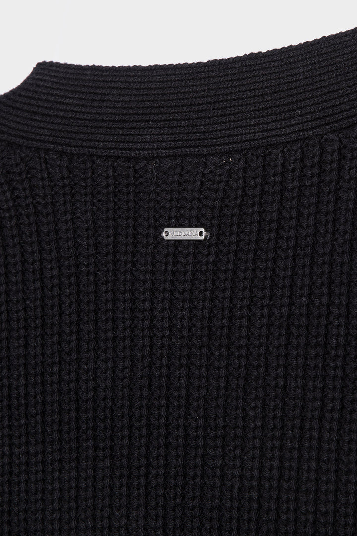 Cardigan Bohemia Oversize Orgánico Negro Mujer