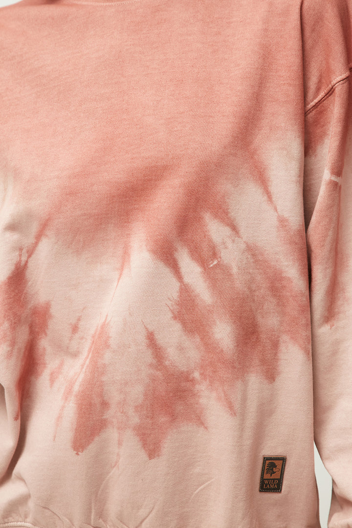 Polerón Crewneck Tie Dye Orgánico Mujer Rosado