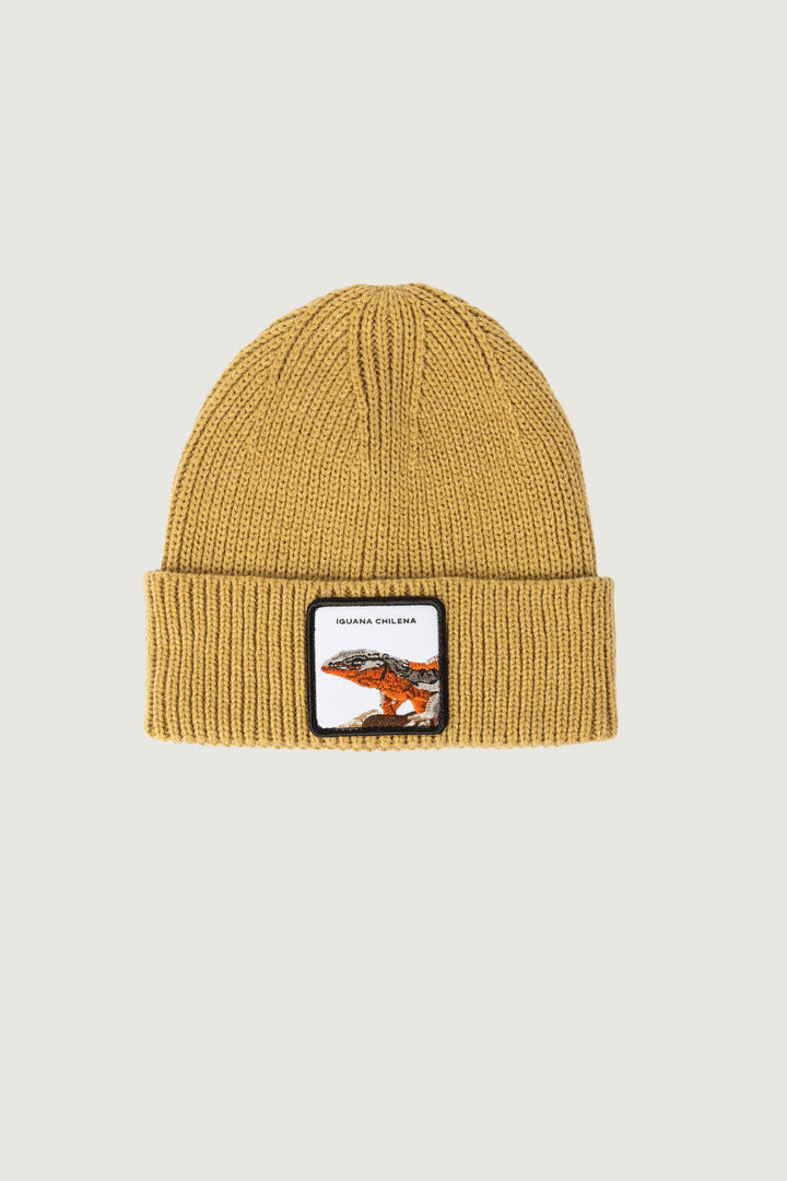 Gorro Iguana Chilena Ribbed Reciclado Fit Corto Mostaza
