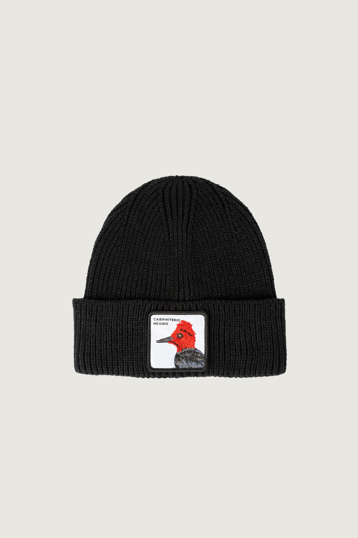 Gorro Carpintero Negro Ribbed Reciclado Fit Corto Negro