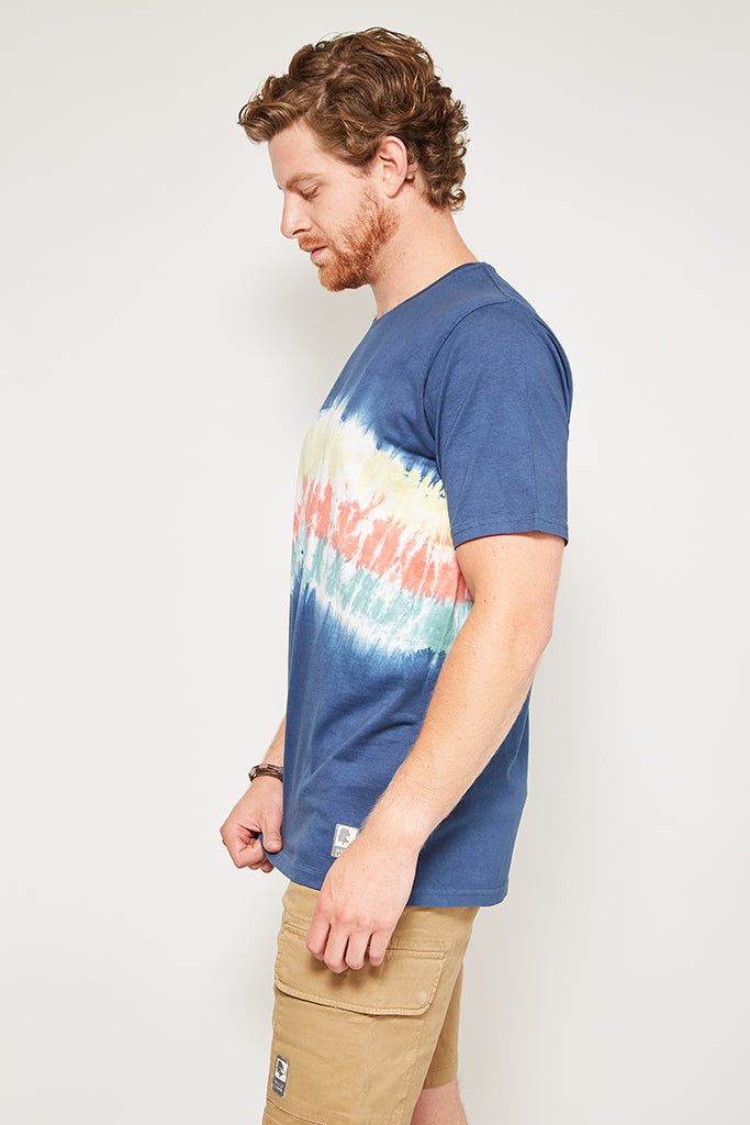 Polera Spray Algodón Orgánico Hombre Azul