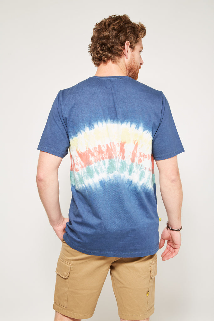 Polera Spray Algodón Orgánico Hombre Azul