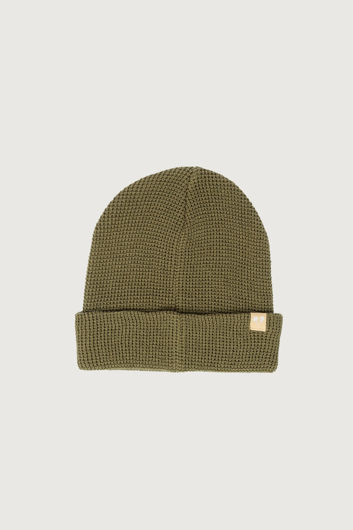 Gorro Waffle Algodón Orgánico Fit Largo Verde