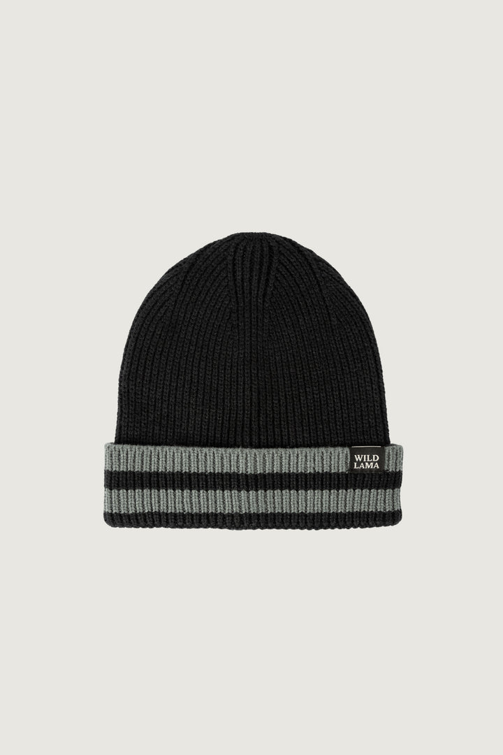 Gorro Stripes Ribbed Reciclado Fit Corto Negro & Gris