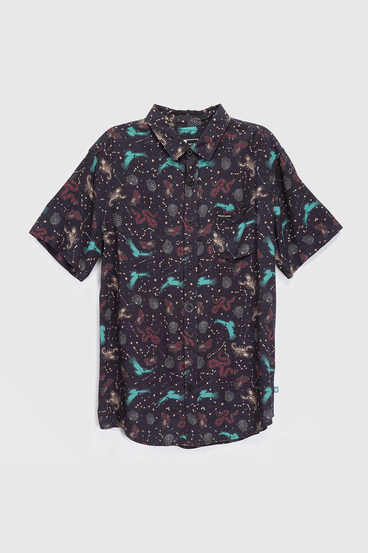Guayabera Mero Negro Animales Hombre