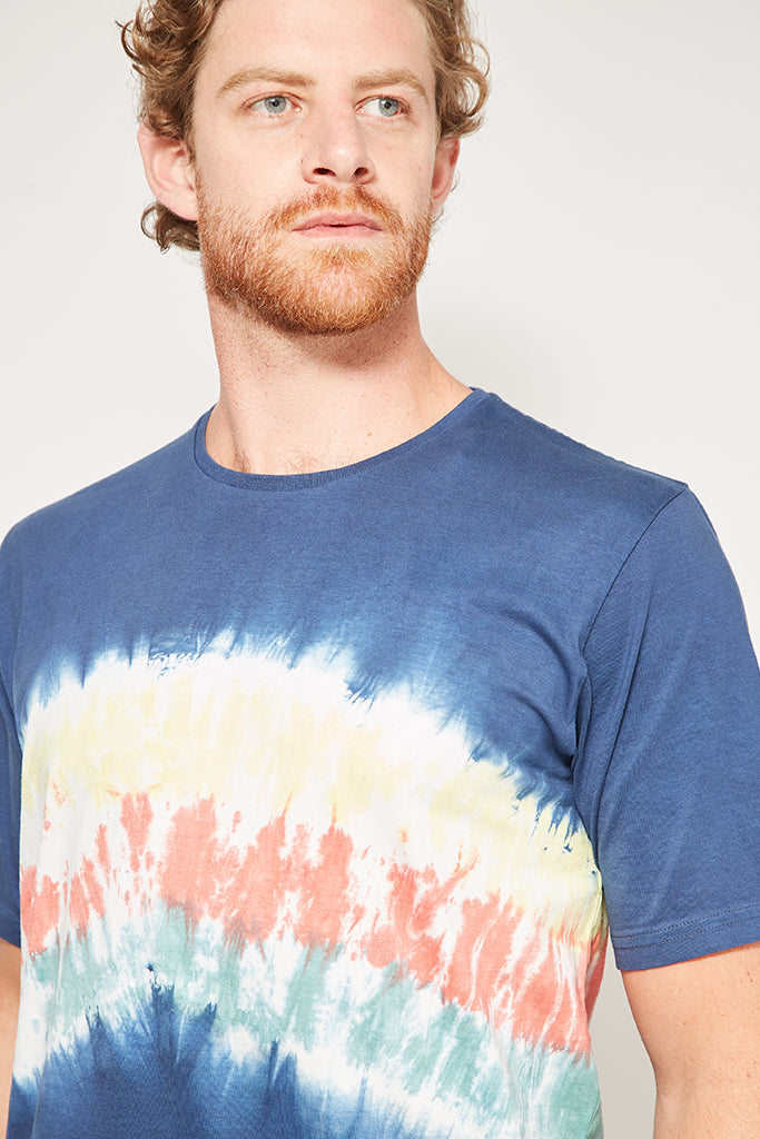 Polera Spray Algodón Orgánico Hombre Azul