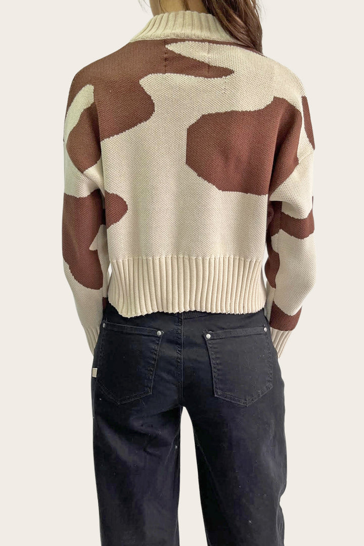 Sweater Cuello Alto Orgánico Mujer Café