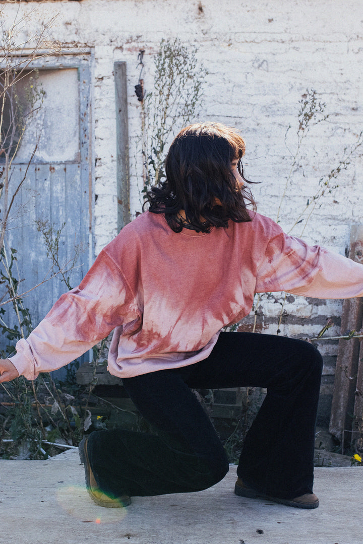 Polerón Crewneck Tie Dye Orgánico Mujer Rosado
