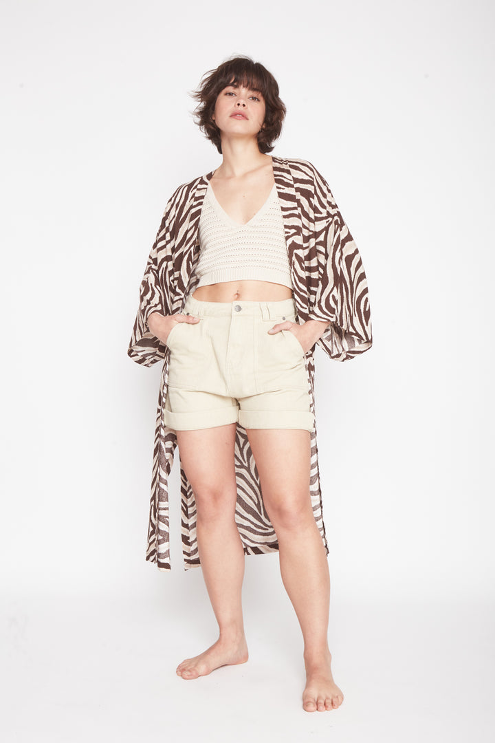 Kimono Clen Print Crudo