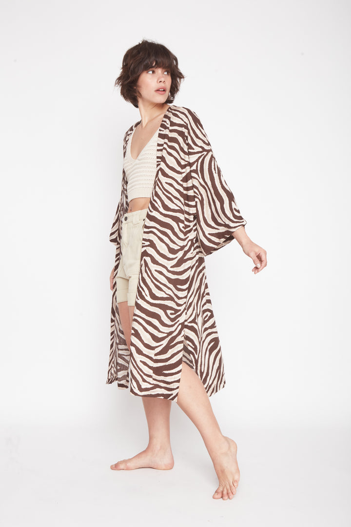 Kimono Clen Print Crudo