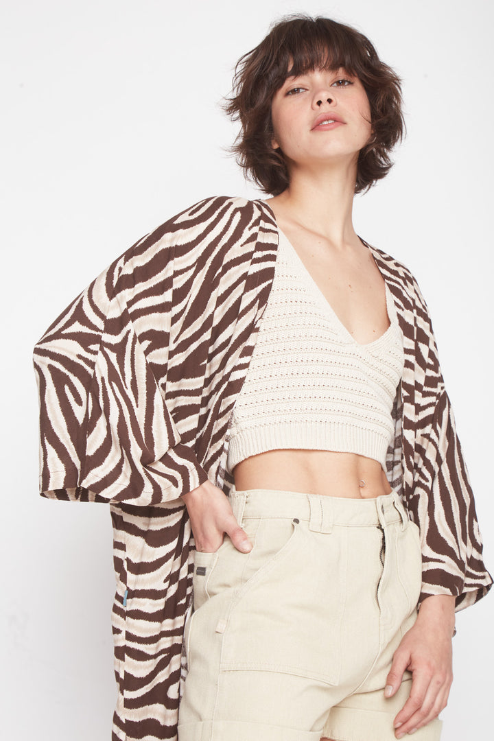 Kimono Clen Print Crudo
