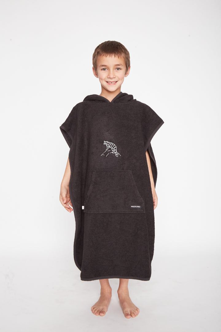 Toalla Poncho Orgánica Niños Negro