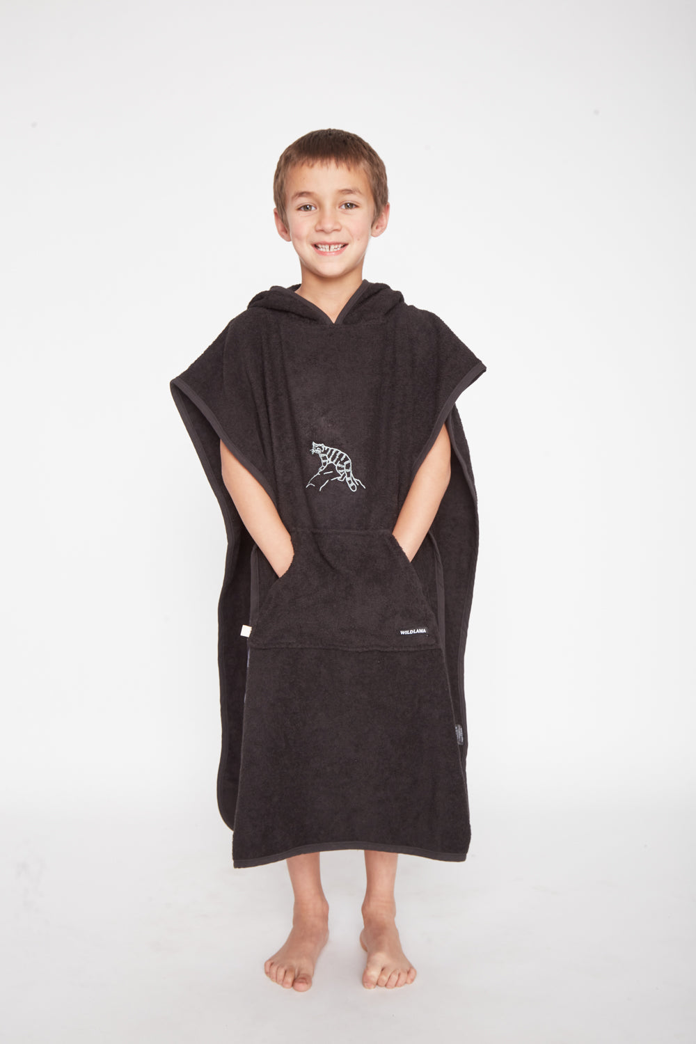Toalla Poncho Orgánica Niños Negro